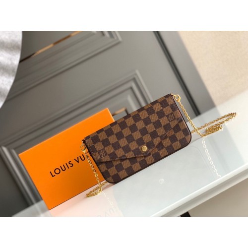 Louis Vuitton Damier Ebene Canvas Eredeti Bőr Pochette Bag N63032 Piros