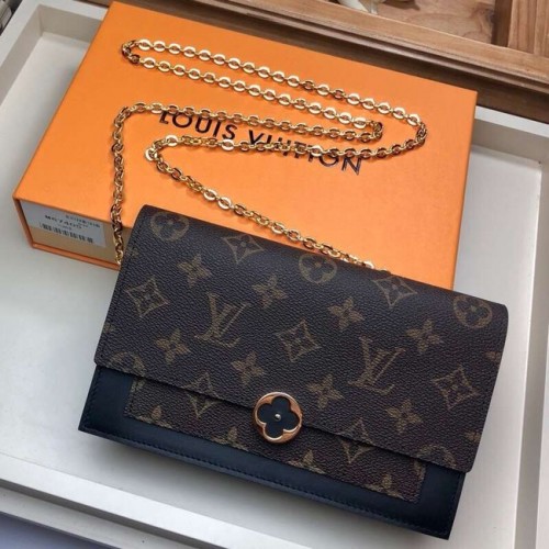 Louis Vuitton Monogram Canvas FLORE Láncos Pénztárca M67404 Fekete