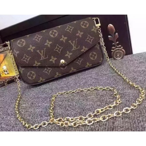 Louis Vuitton Monogram Vászon Felicie Láncos Pénztárca M61276 Fekete