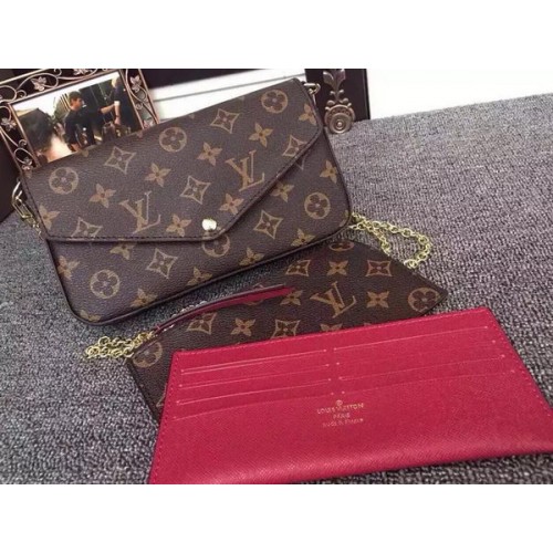 Louis Vuitton Monogram Canvas Felicie Lánctárca M61276 Burgundy