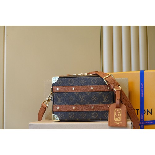 Louis Vuitton Monogram Vászon Fogantyúval Trunker Eredeti Bőr Táska M45785 Barna