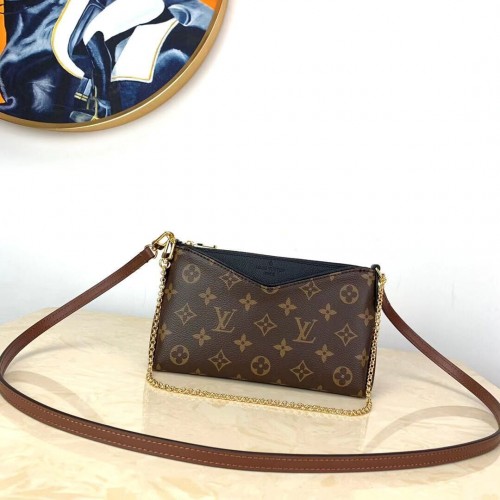 Louis Vuitton Monogram Vászon PALLAS Kuplung Eredeti Bőr M41638 Fekete
