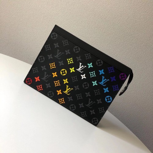 Louis Vuitton Monogram Eclipse POCHETTE VOYAGE MM M61692 Kézzel Rajzolt Szivárvány