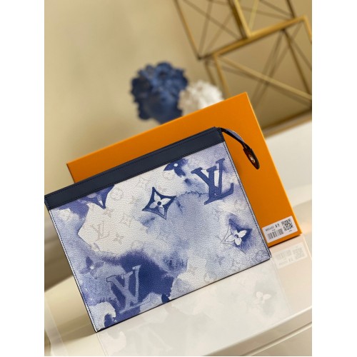 Louis Vuitton Monogram Eclipse POCHETTE VOYAGE MM M80460 kék-fehér