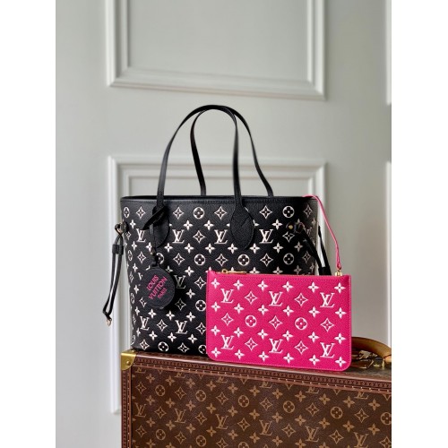 Louis Vuitton Monogram Empreinte NEVERFULL MM M46103 Fekete-Fehér