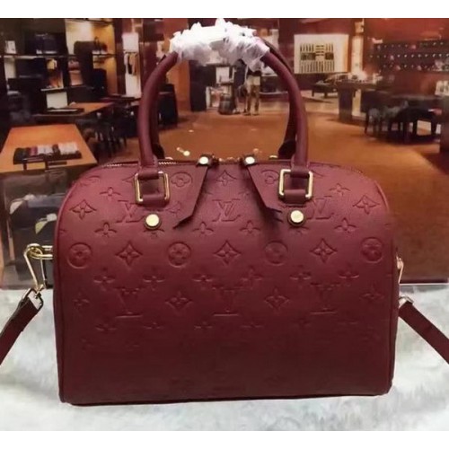 Louis Vuitton Monogram Empreinte Speedy 30 Bag M40762 Burgundy