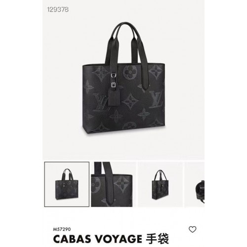 Louis Vuitton Monogram Taurillon Shadow Eredeti Bőr Cabas Voyage Táska M57290 Fekete