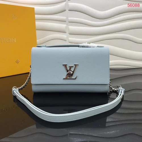 Louis Vuitton Eredeti Borjúbőr LOCKME CLUTCH TÁSKA M56087 Égszínkék