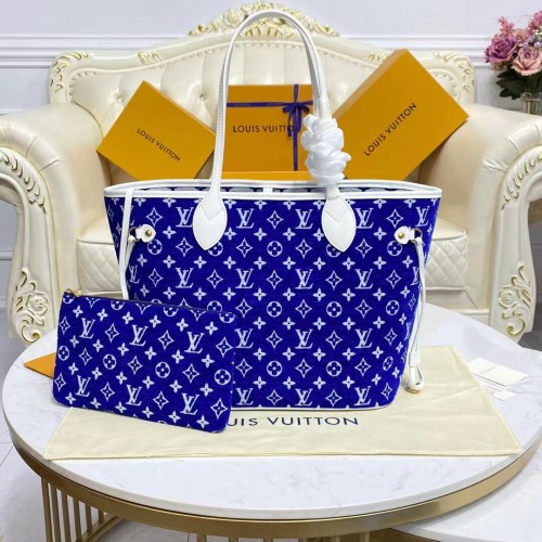 Louis Vuitton Eredeti Bőr Monogram Vászon Neverfull MM M46220 Kék