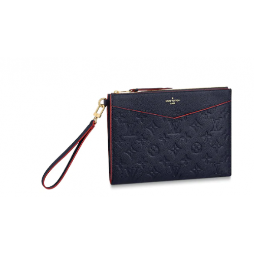 Louis Vuitton eredeti Monogram Empreinte Clutch táska MELANIE M68705 sötétkék