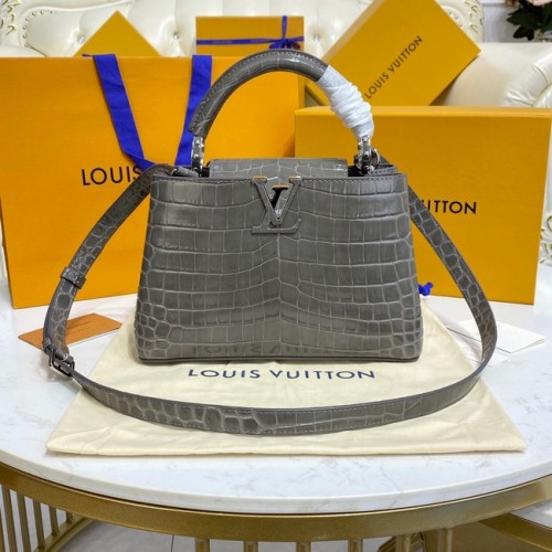 Louis Vuitton krokodilbőr CAPUCINES BB M81190 sötétszürke