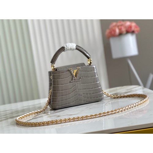 Louis Vuitton krokodilbőr CAPUCINES MINI M81190 szürke