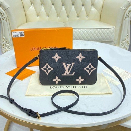 Louis Vuitton Monogram Empreinte dupla cipzáras tasak M80084 fekete és bézs