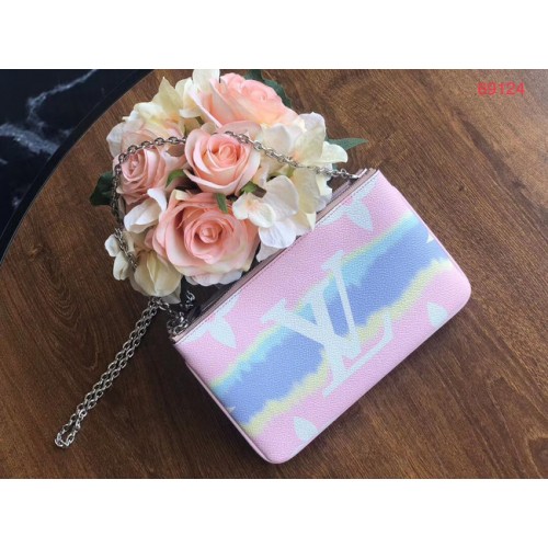 Louis vuitton eredeti ESCALE POCHETTE DOUBLE ZIP kuplungtáska M69124 rózsaszín