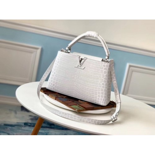 Louis vuitton eredeti krokodilbőr CAPUCINES PM M53665 krémszínű
