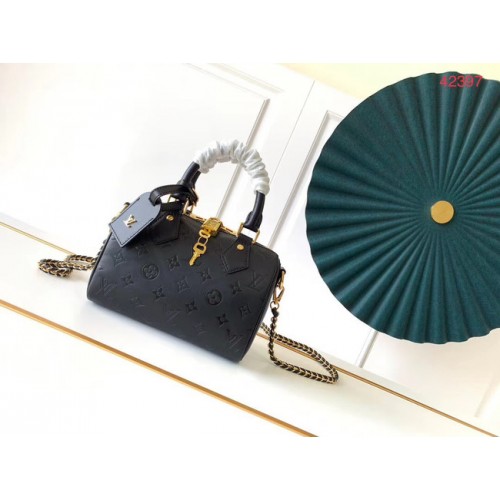 Louis vuitton eredeti bőr SPEEDY 20 Monogram Empreinte mini m42397 fekete