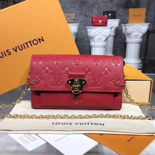 Louis Vuitton Eredeti Mongram Nyomatú Láncos Pénztárca M63399 Piros