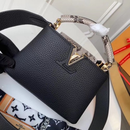 Louis vuitton eredeti taurillon bőr mini kapucnis táska N95509 fekete