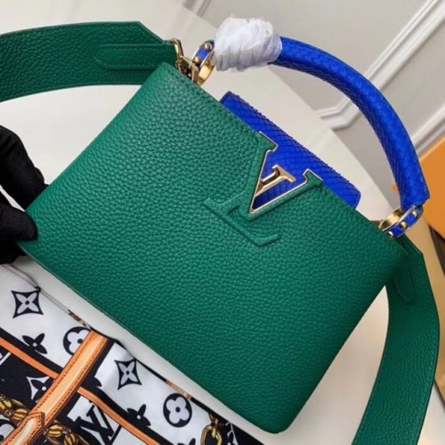 Louis vuitton eredeti taurillon bőr Capucines Mini N95509 zöld