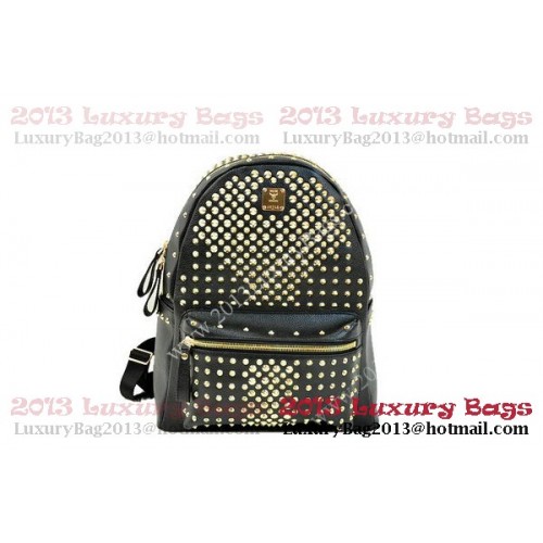 MCM Stark hátizsák fekete szemcsés bőrből