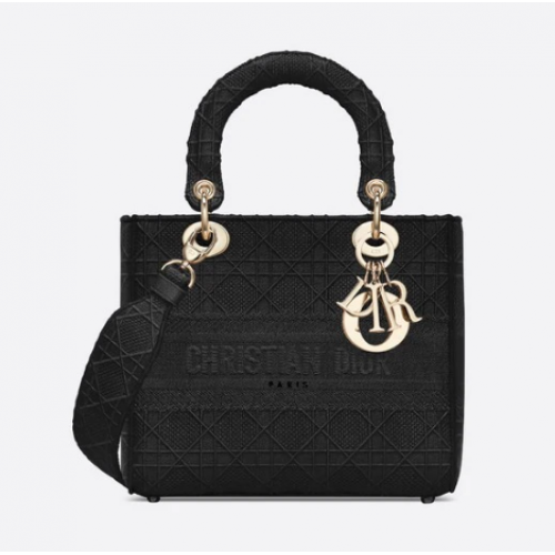 KÖZEPES MÉRETŰ NŐI D-LITE TÁSKA Cannage Embroidery M0565OREY fekete