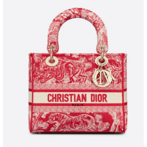 KÖZEPES NŐI D-LITE TÁSKA Málnás Toile de Jouy hátoldali hímzés M0565OR