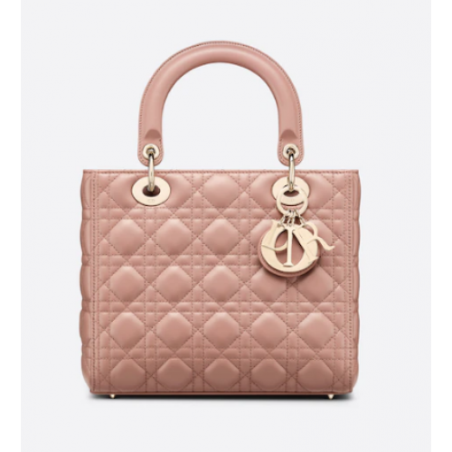 KÖZEPES LADY DIOR TÁSKA Piros Cannage Báránybőr M0565O