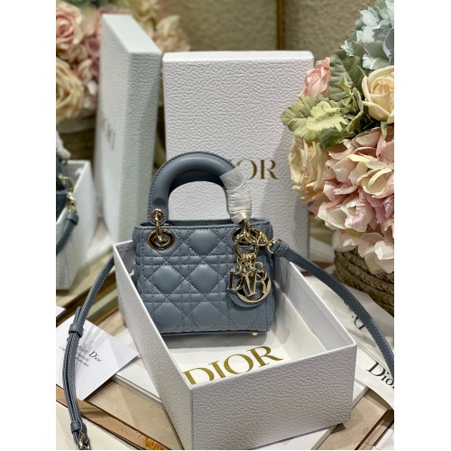 MICRO DIORAMOUR LADY DIOR TÁSKA S08568 Szürke Arany Tónusú Fém