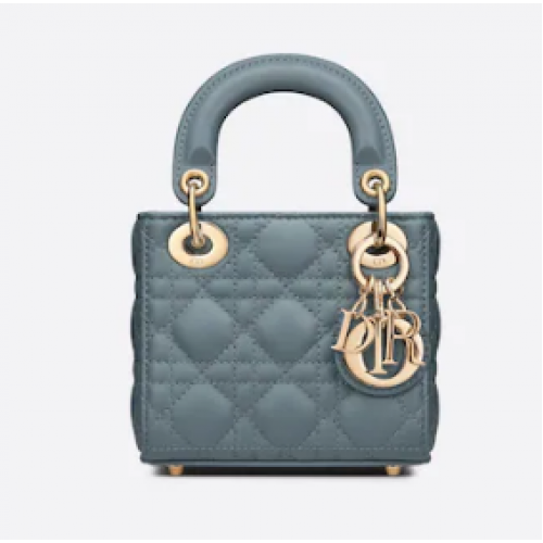 MICRO LADY DIOR BAG Cloud Blue Cannage Báránybőr S0856O