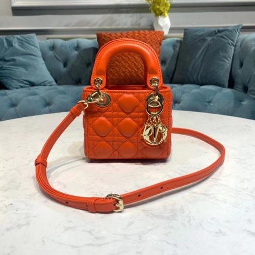 MICRO LADY DIOR BAG Scarlet Cannage báránybőr S0856O narancs és arany