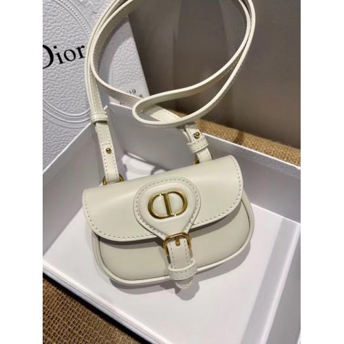 MINI DIOR BOBBY TÁSKA Meleg Taupe Dobozos Borjúbőr S5109U FEHÉR