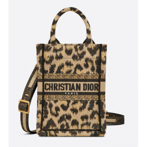 MINI DIOR KÖNYVTÁROS TELEFONTÁSKA Bézs Többszínű Mizza Hímzés S5555CRHM