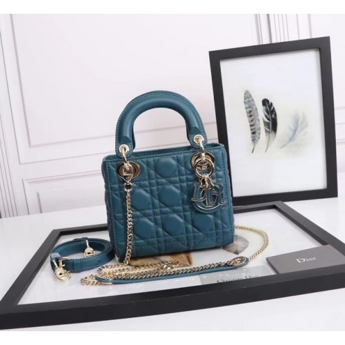 MINI LADY DIOR TÁSKA Báránybőr M0566OE kék