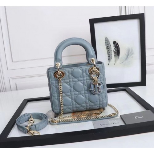 MINI LADY DIOR TÁSKA Báránybőr M0566OE világoskék