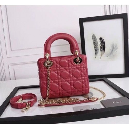 MINI LADY DIOR TÁSKA Báránybőr M0566OE piros