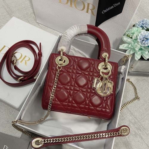 MINI LADY DIOR TÁSKA Báránybőr M0566OW Borszínű és arany