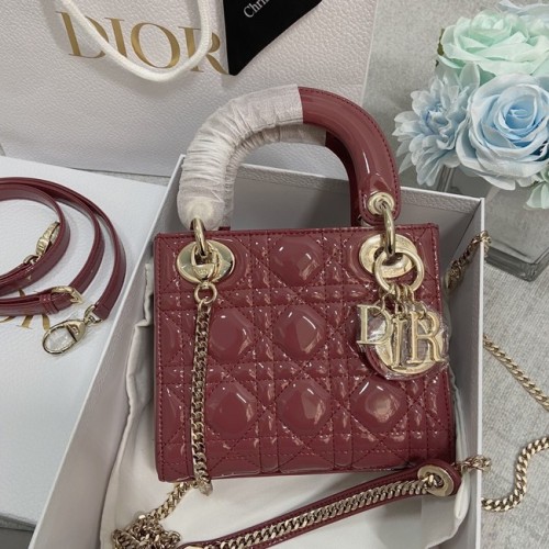 MINI LADY DIOR TÁSKA Lakkbőr Cannage borjúbőr M0566OW rózsaszín és arany