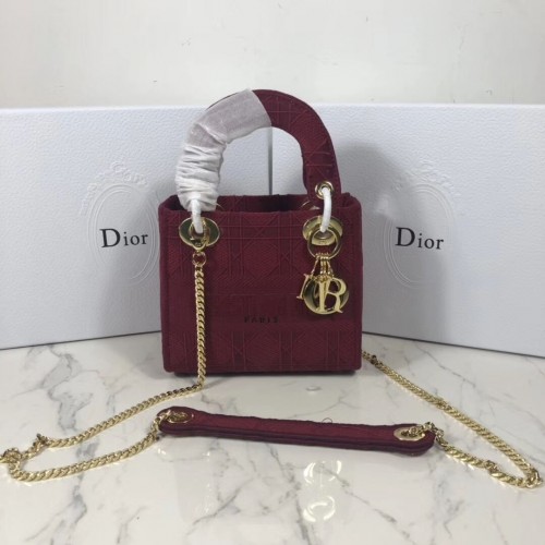 MINI LADY DIOR HÍMZETT VÁSZON TÁSKA C4531 BORDEAUX