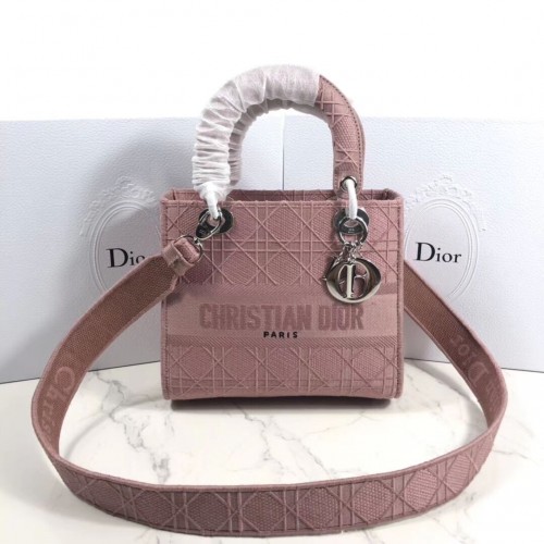 LADY DIOR HÍMZETT VÁSZON TÁSKA C4532 Rózsaszín