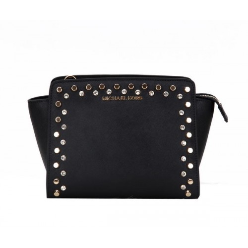 Michael Kors Mini Selma Messenger táska eredeti bőr MK1879 fekete