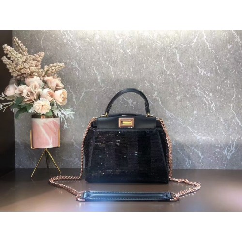 FENDI PEEKABOO ICONIC MINI Gyöngyös táska F1359 fekete