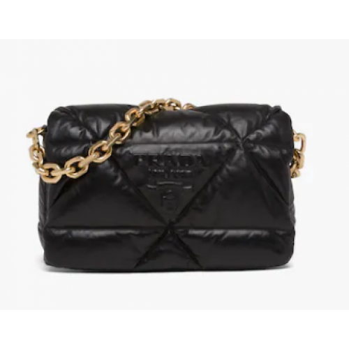 Párnázott nappa bőr válltáska 1BD306 fekete