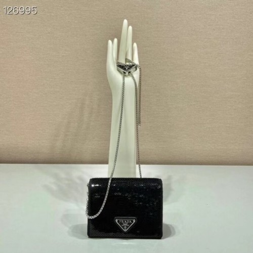Prada kristályokkal kirakott kártyatartó vállpánttal 1MR024 fekete