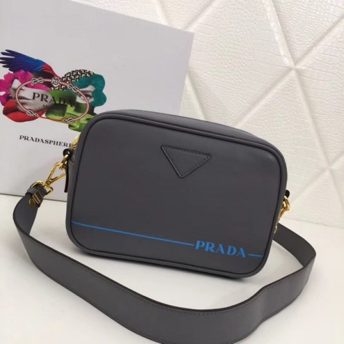 Prada bőr válltáska 1BH093 szürke