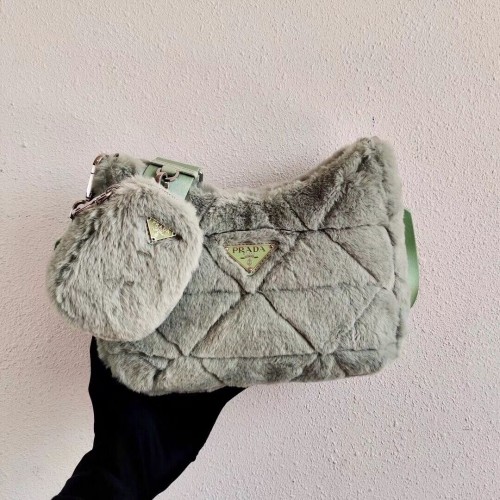 Prada Mink szőrből készült válltáska 1BC151M világoszöld