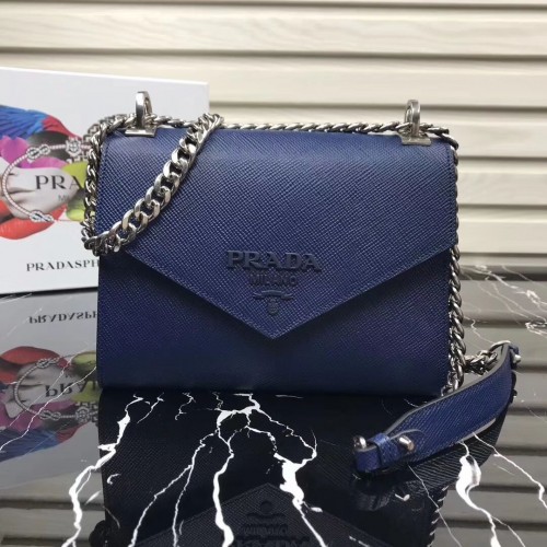 Prada Monokróm Saffiano Bőr Táska 1BD127 Kék