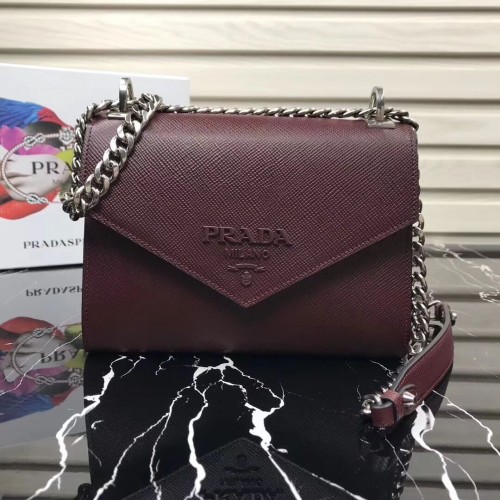 Prada Monokróm Saffiano Bőr Táska 1BD127 Fukszia