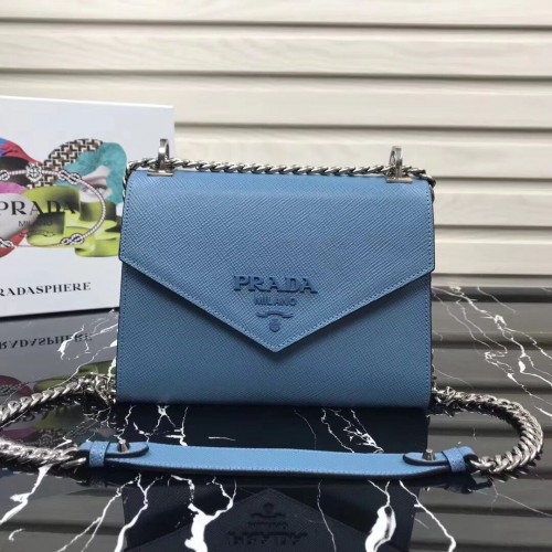 Prada Monokróm Saffiano Bőr Táska 1BD127 Világoskék