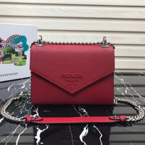Prada Monokróm Saffiano Bőr Táska 1BD127 Piros