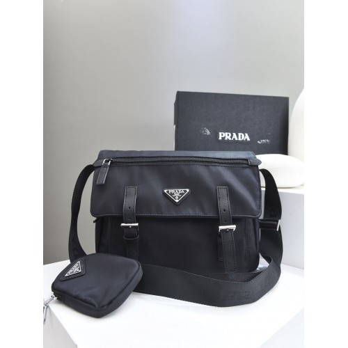 Prada Nylon Fülű Messenger Válltáska PN1259 Fekete